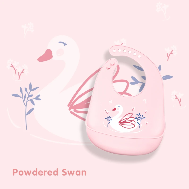 bavoir bébé cygne rose